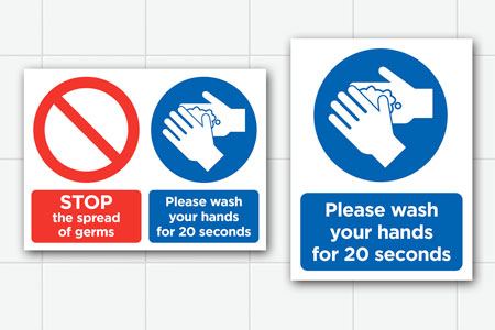 Coronavirus Wash Your Hands Foamex Signs available from OceanCreative in Bedfordshire