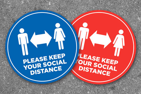 Coronavirus Self Distancing Floor Stickers available from OceanCreative in Bedfordshire