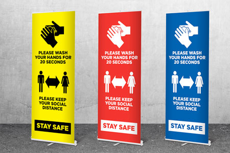 Coronavirus Stay Safe Informative Roller Banners available from OceanCreative in Bedfordshire